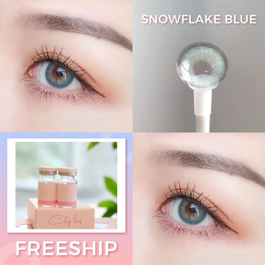 Kính áp tròng màu xanh Citylens Snowflake Blue - Lens cao cấp nhập khẩu Hàn Quốc