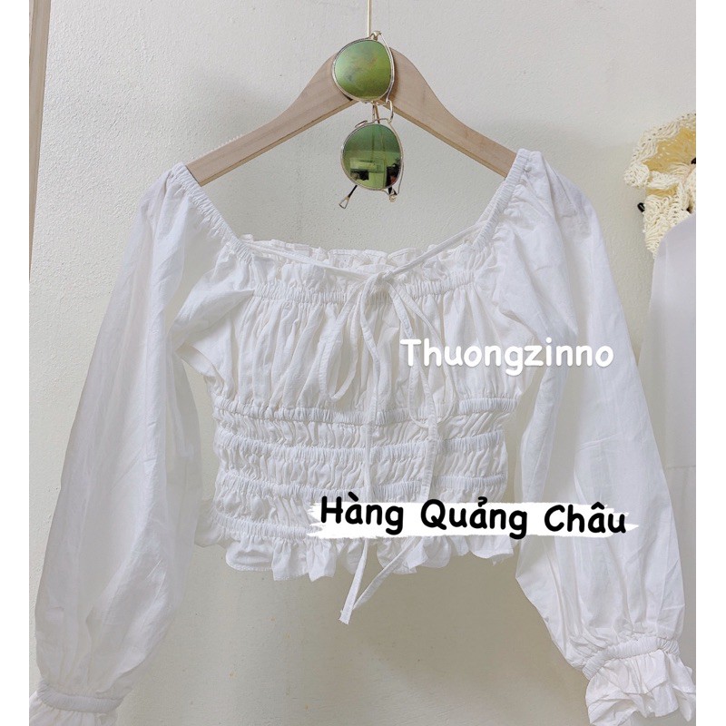 [Ảnh thật/Video]Áo croptop nàng thơ phong cách Hàn Quốc mặc được nhiều kiểu Áo croptop sang chảnh