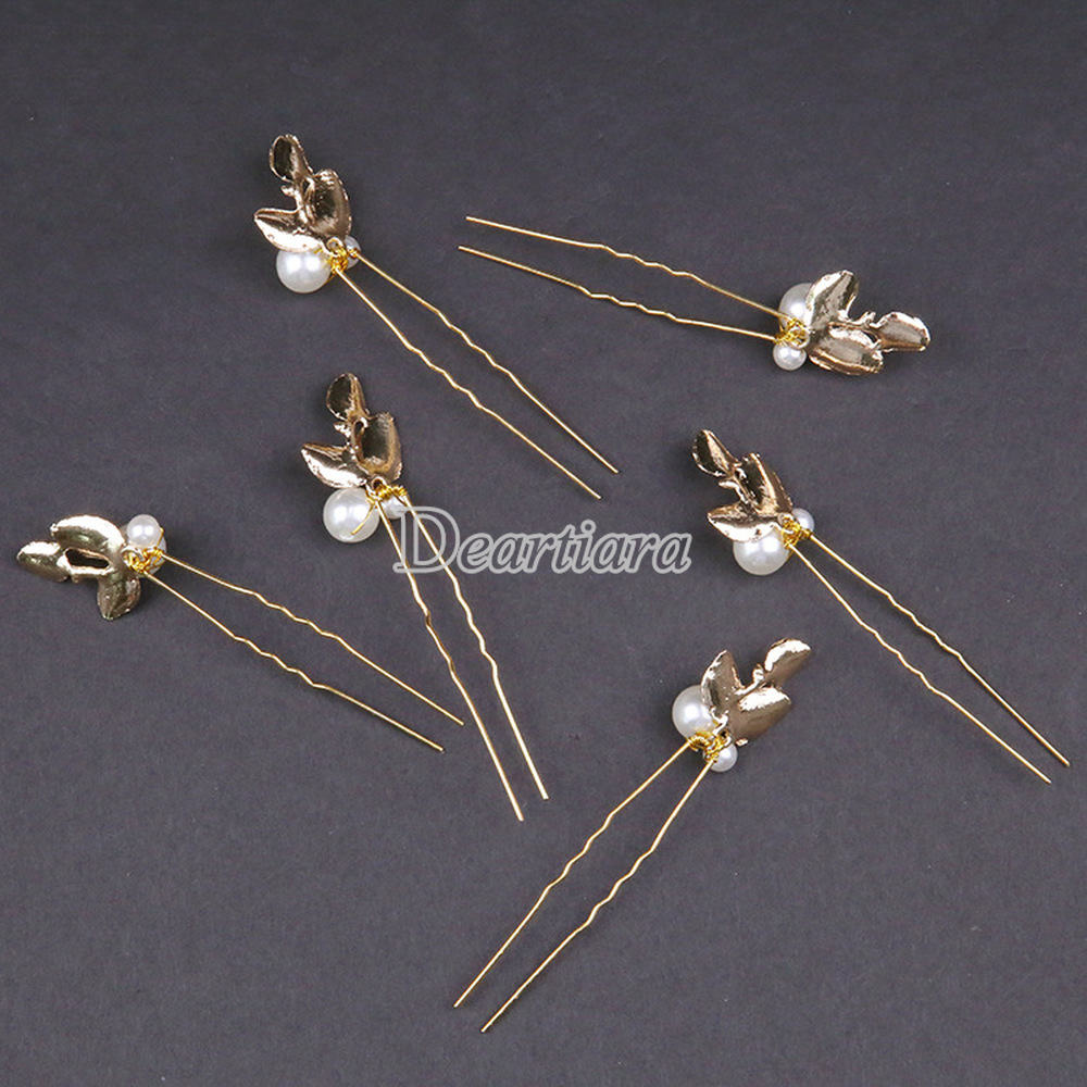 Trâm cài tóc chữ U đính ngọc trai nhân tạo thời trang dành cho cô dâu