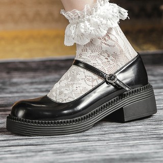 Giày Cao Gót 4cm Da Mềm Mũi Tròn Màu Trơn Phong Cách lolita Hàn Quốc Cho Nữ