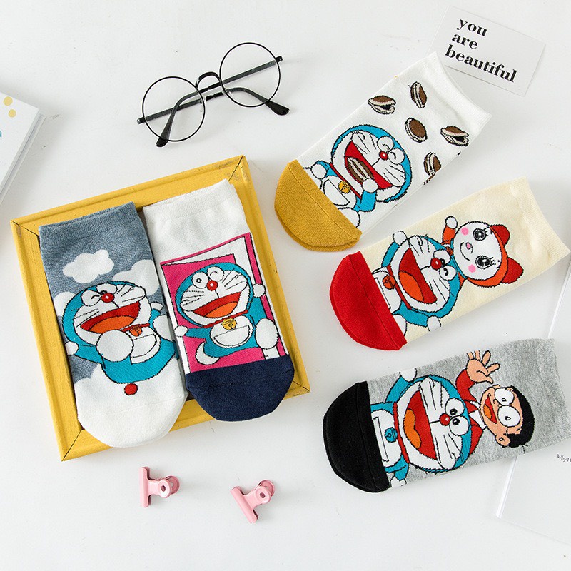 Vớ cổ ngắn nam nữ tất doremon cổ thấp cotton thời trang đẹp kháng khuẩn thấm mồ hôi tốt MONEY VN008