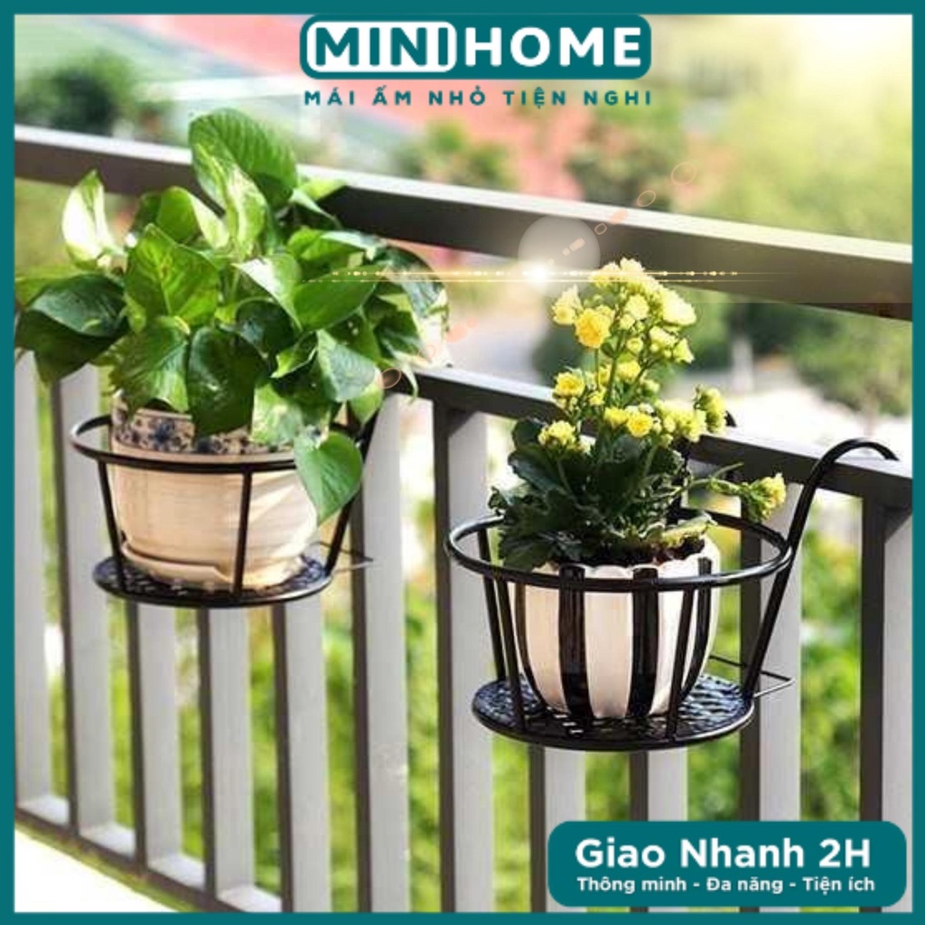 Kệ Để Chậu Hoa Cây Cảnh Có Móc Treo Ngoài Ban Công Tiện Lợi