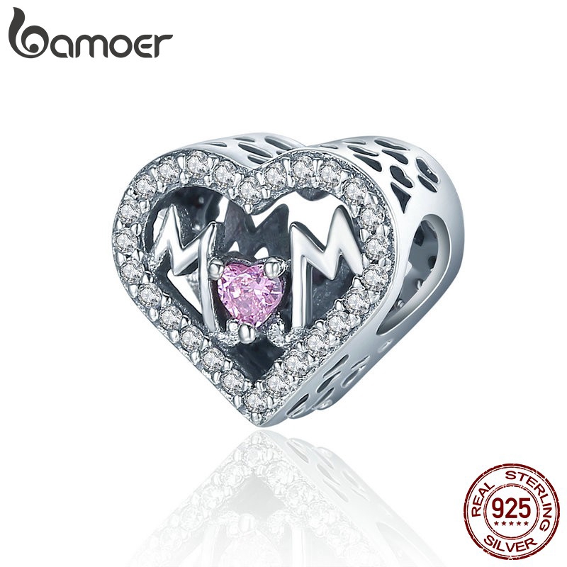 Mặt Trang Sức Bamoer bạc 925 Hình Trái Tim Đính Đá Thời Trang
