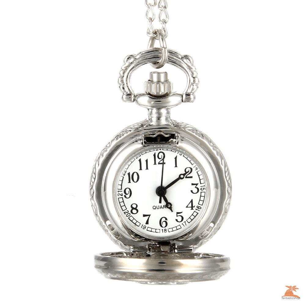 #Đồng hồ bỏ túi# Vintage Women Quartz Pocket Watch Alloy Openable Hollow Out Flowers Lady Girl Sweater Chain Necklace Pendant Clock Gifts