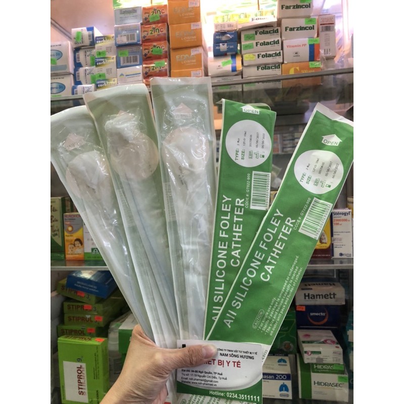 ỐNG DÂY THÔNG TIỂU XÔNG TIỂU SONDE FOLEY TIỂU 2 NHÁNH SILICONE ĐỂ DÀI NGÀY Foley catheter 100% silicon ĐỦ SIZE