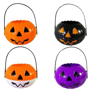 Giỏ bí ngô xin kẹo Halloween to - Đèn bí ngô cỡ lớn 18cm - Bí ghép 2 mảnh