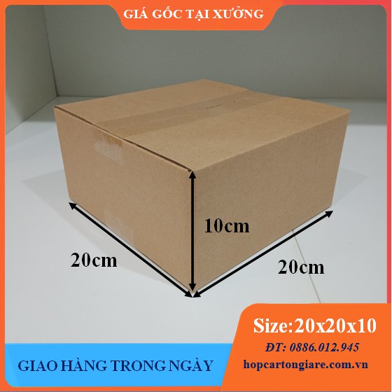 20x20x10 Hộp carton đóng hàng 3 lớp giá tại xưởng, mua buôn liên hệ