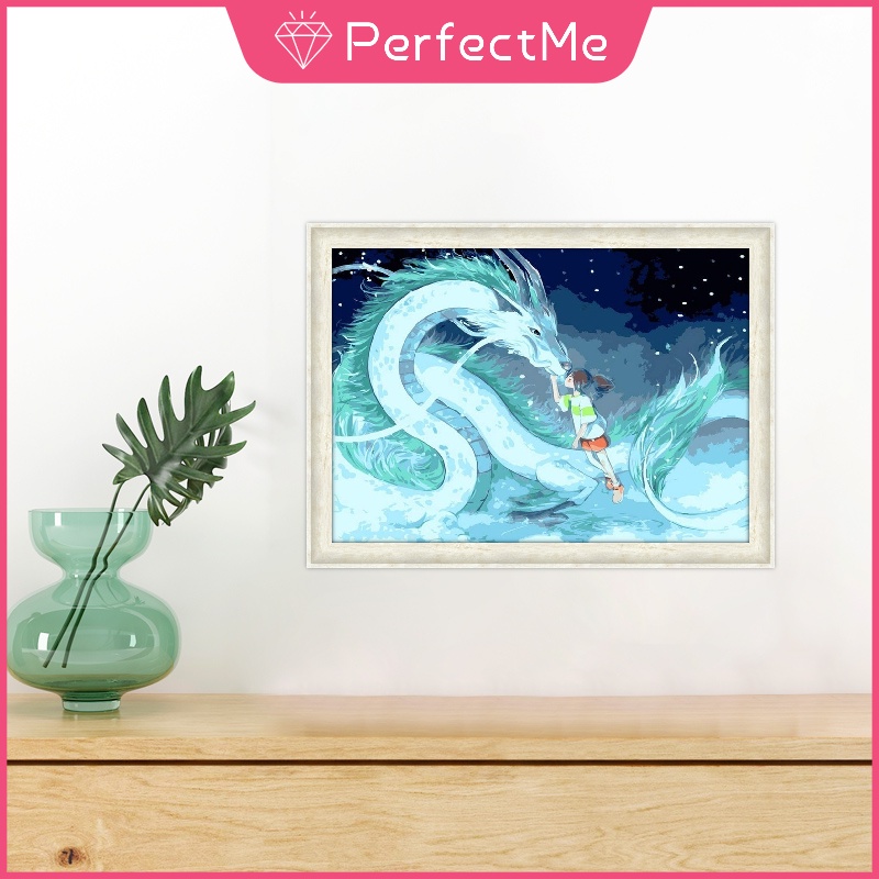 Bộ tranh đính đá 5D họa tiết hoạt hình cô gái/ rồng độc đáo DIY dùng trang trí nhà cửa