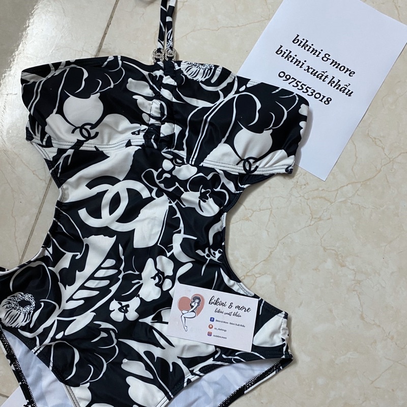 [BKN1558] &lt;BRAND&gt; BODYSUIT CNL HOA VĂN ĐEN CUTOUT