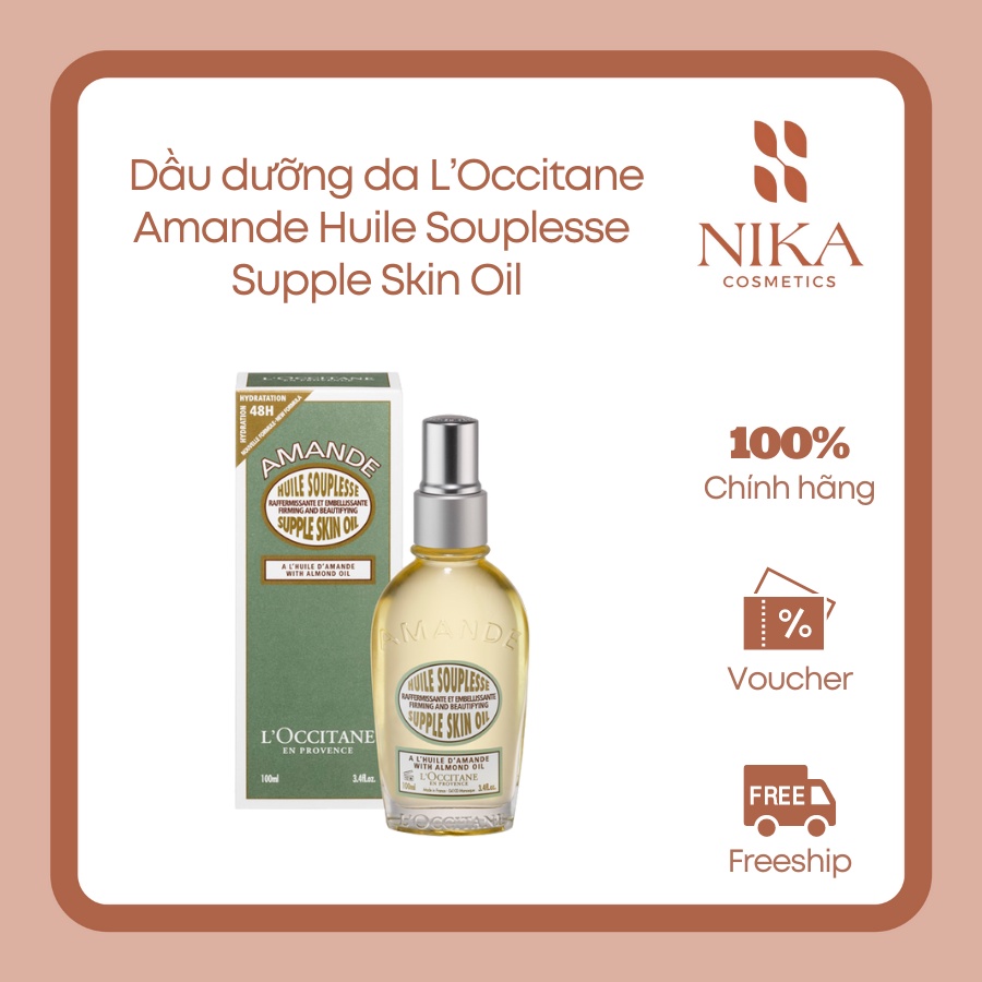 Tinh dầu hạnh nhân chống rạn da L’Occitane Amande Huile Souplesse Supple Skin Oil 100ml [Nika Cosmetics]