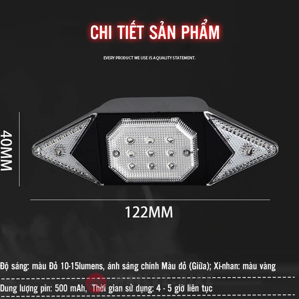 Đèn Xi Nhan Xe Đạp Với Điều Khiển Từ Xa Tiện Dụng Sạc Điện Usb Chống Nước Cao Cấp