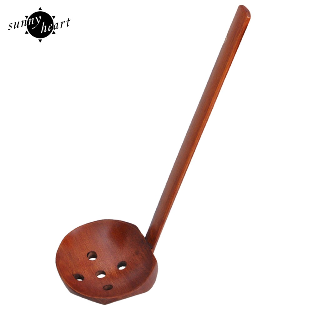 Rây/muỗng gỗ ăn súp/ăn lẩu cán dài màu trơn cho nhà bếp