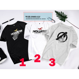Áo thun họa tiết Hollister trắng, Hollister đen, Chữ A tròn đen