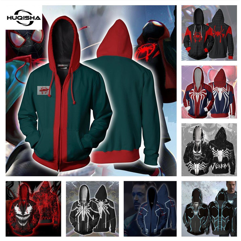 Áo khoác hoodie hóa trang nhân vật siêu anh hùng The Avengers Spiderman Venom cho nam nữ