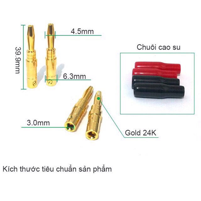 Dây loa cao cấp kết hợp Jack bắp chuối Taiwan mạ vàng 24k. Nhận Thiết kế theo yêu cầu. Báo giá 1 cặp gồm 8 Jack