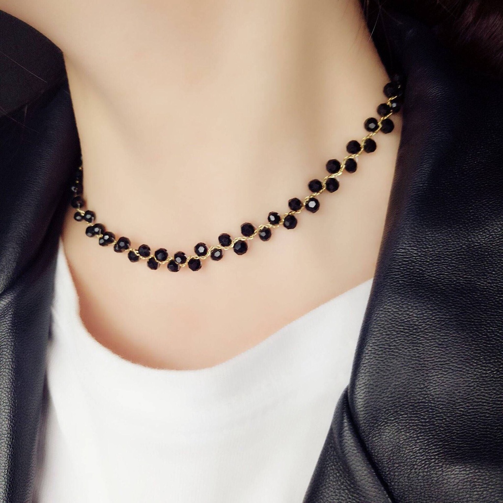 Vòng Cổ choker Ngắn Đính Hạt Ngọc Trai Phong Cách Hàn Quốc Mới dây chuyền