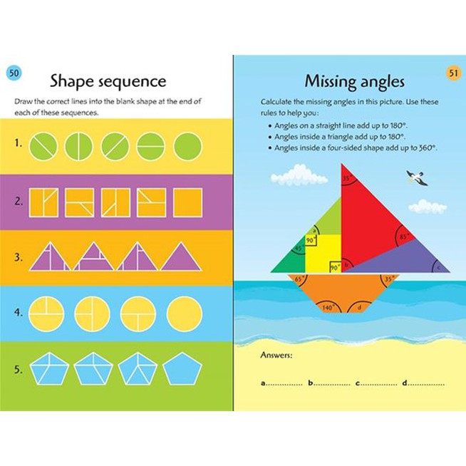 Sách Usborne - Sách vui học toán cho bé 6-8 tuổi 99 Maths Puzzles