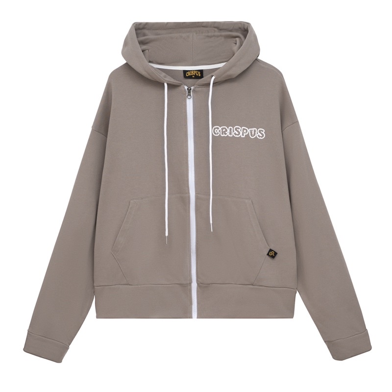 ÁO KHOÁC NỈ HOODIE ZIP SYMBOL MÀU XÁM NÂU, FORM RỘNG UNISEX