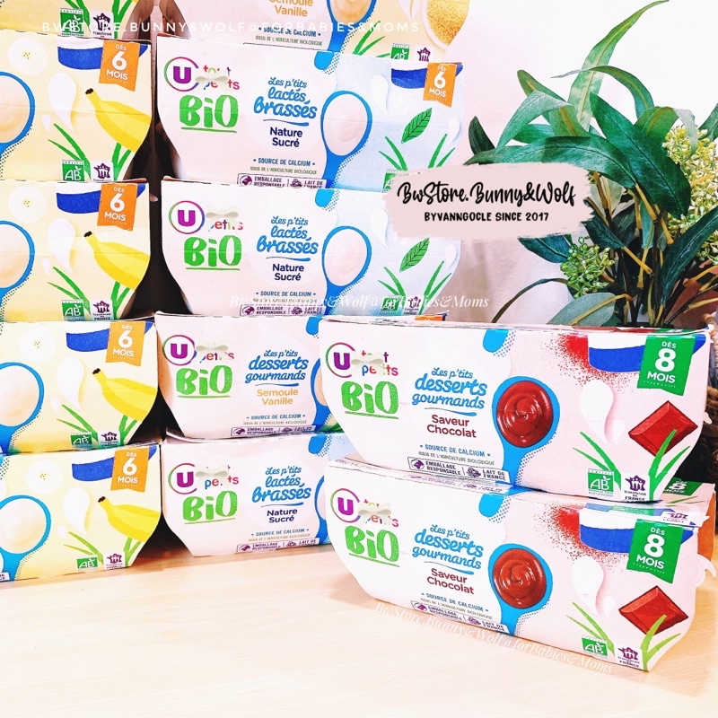 Kem Sữa Chua/Váng Sữa Hữu Cơ Bio U Tout Petits nội địa Pháp lốc 4 hũ x 100gr