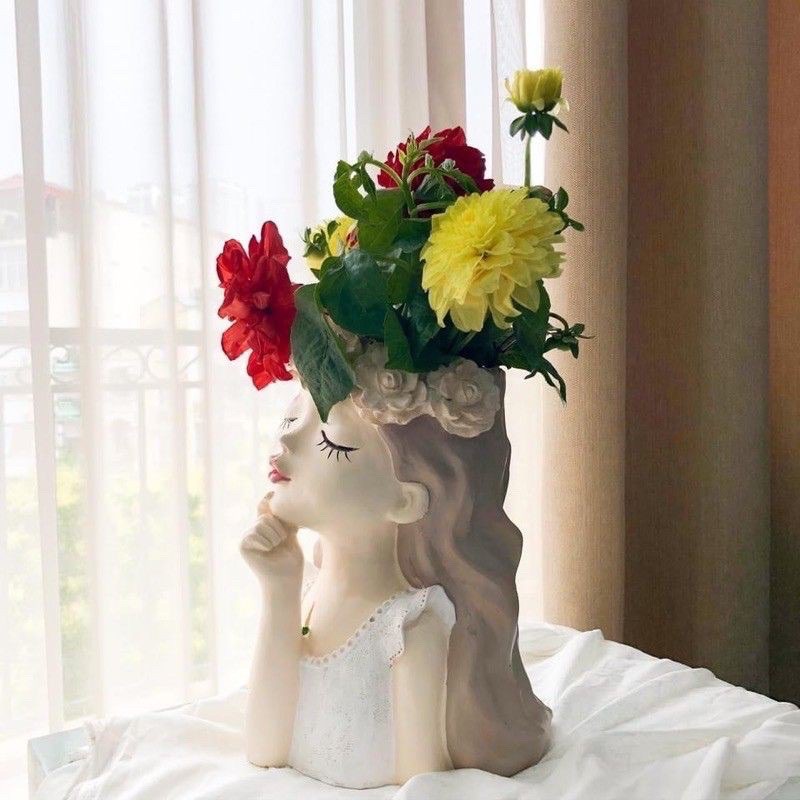 Bình hoa cô gái - Bình Hoa nhập khẩu Phong Cách Bắc Âu quà tặng ý nghĩa