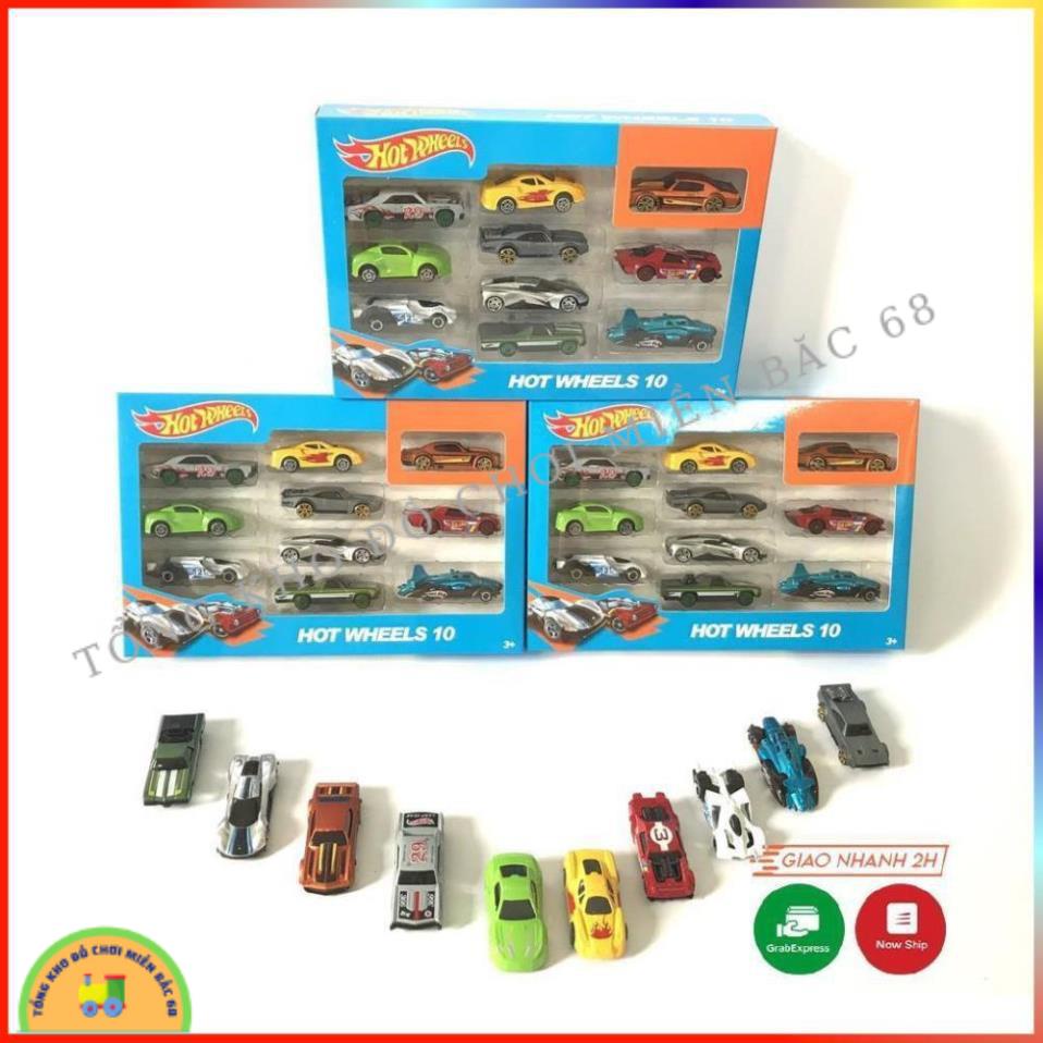 Đồ chơi Hộp 10 xe ô tô sắt Hot wheel siêu xe đồ chơi chạy bánh đà cực đẹp cho các bé trai TKMB68