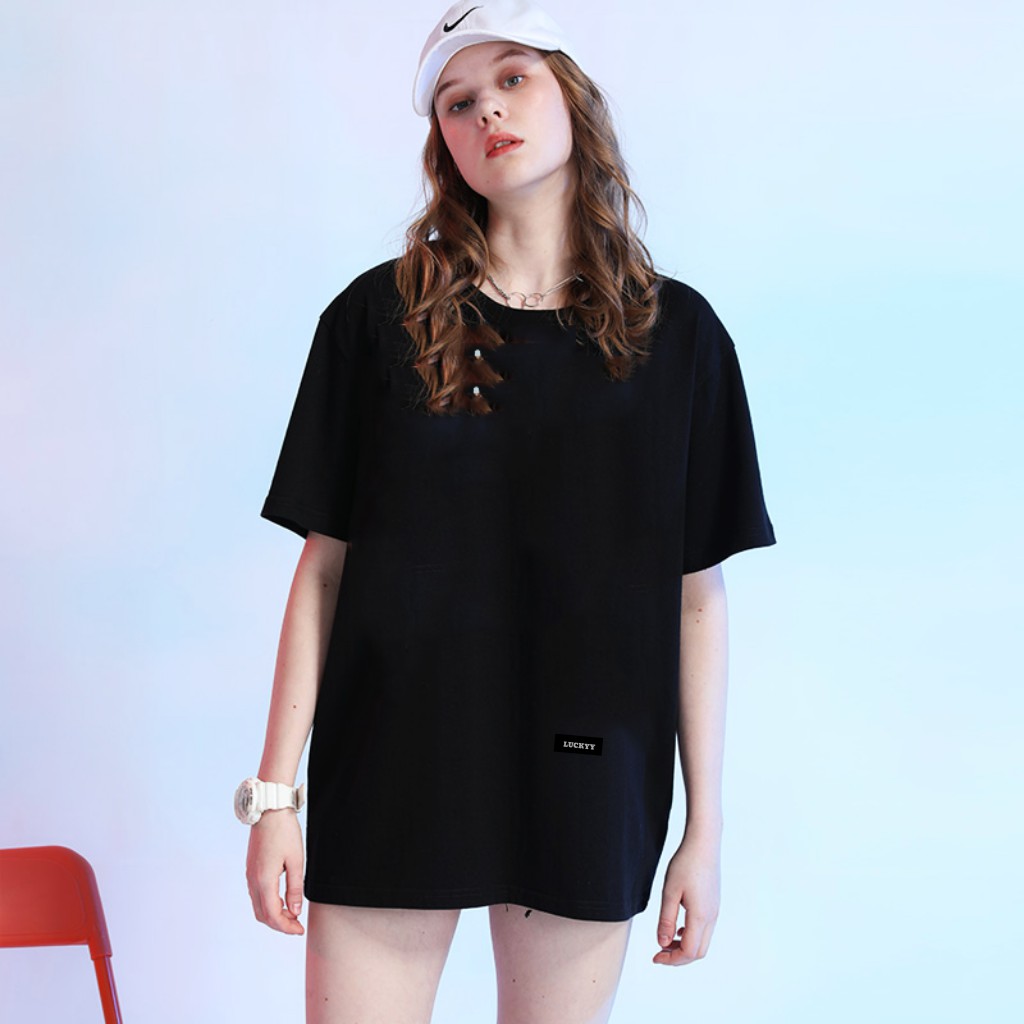 Áo thun tay lỡ form rộng unisex , áo phông nam nữ unisex LUCKYY cotton mềm mịn LK11