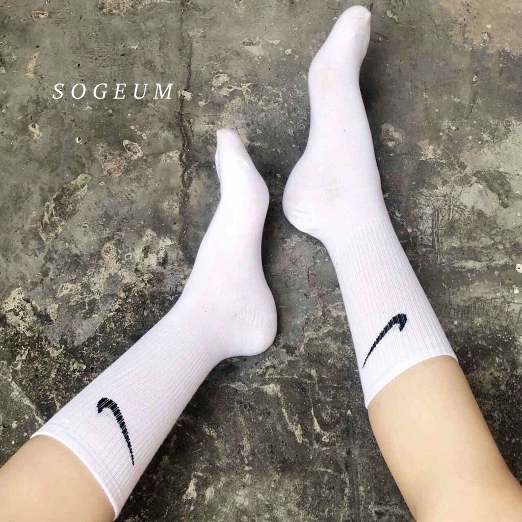 Tất cao cổ, vớ thể thao unisex cổ cao 100% cotton mầu đen trắng và trơn
