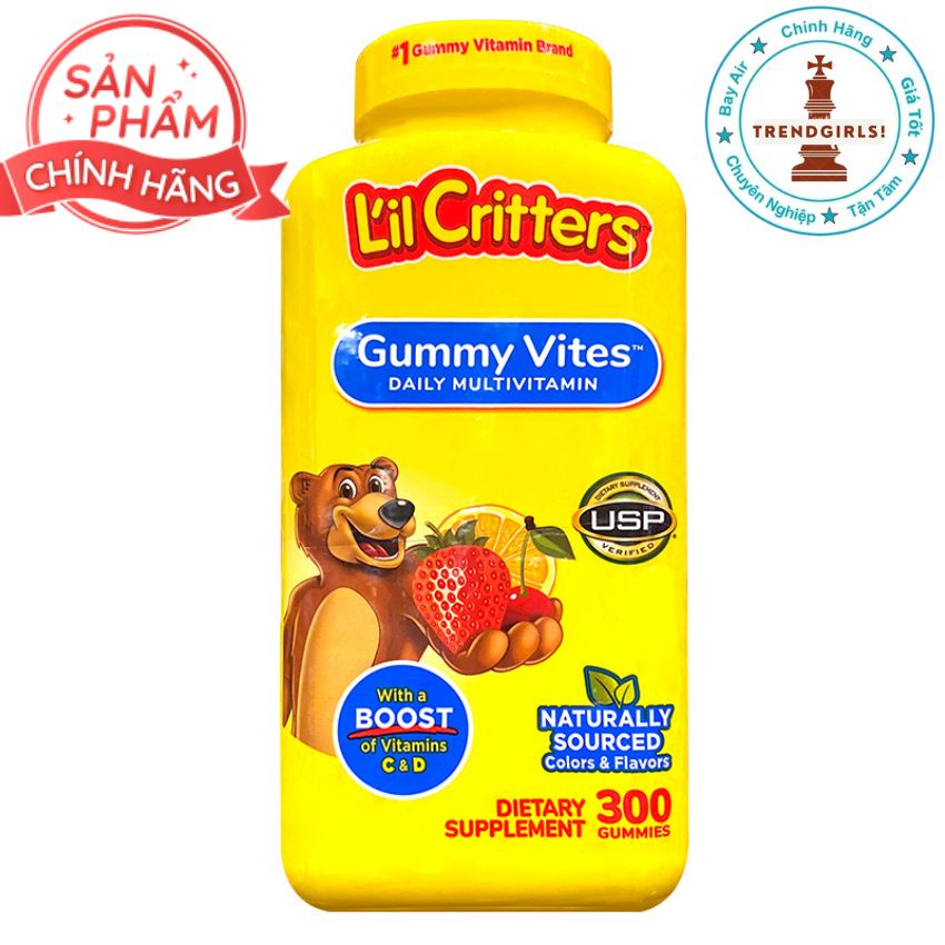 Kẹo gấu dẻo bổ sung Vitamin cho bé L’il Critters Gummy Vites Complete Multivitamin 300 viên của Mỹ