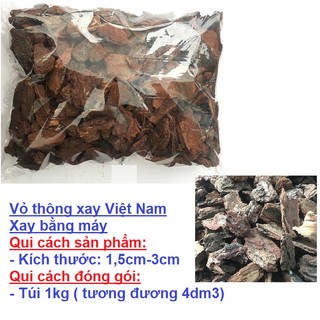 Túi 1kg vỏ thông trồng lan Việt Nam kích cỡ 1,5-3cm làm thể trồng lan.