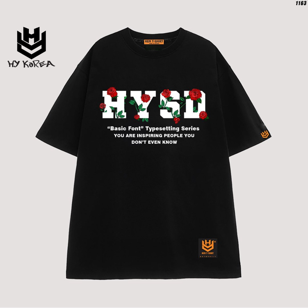 Áo thun nam nữ tay lỡ form rộng unisex Hoa hồng quấn HYSD 1163