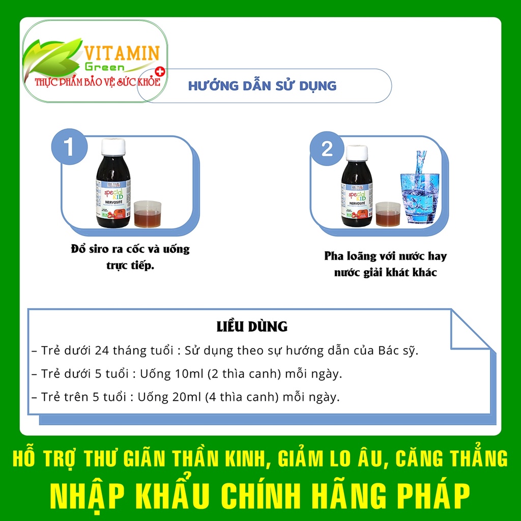 Special Kid Nervosite hỗ trợ thư giãn thần kinh, giảm lo âu căng thẳng cho bé 125ml | Nhập khẩu chính hãng Pháp