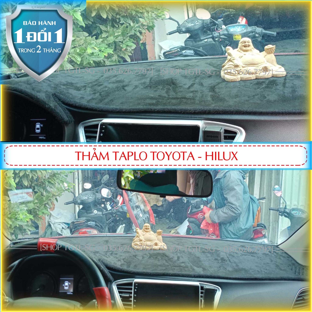 [Hilux 2018 đến 2020] Thảm Taplo oto loại da vân gỗ,da cacbon,da nỉ đen và nhung lông cừu dày 3 lớp