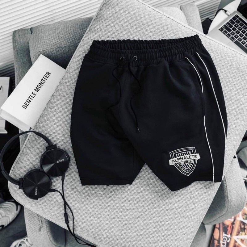 Quần Đùi Gym Alphalete Thun Da cá Logo Thêu Xịn, Chạy Bộ TẬP Gym Fitness Thể Thao Đều Đẹp