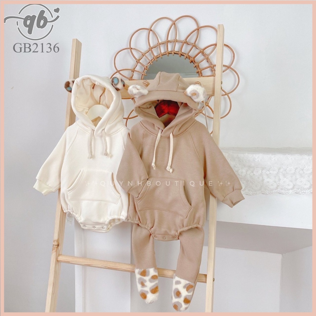 Body trẻ em Quỳnh Boutique Mẫu body hoodie gấu cho bé yêu