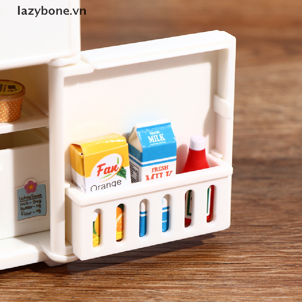 Bộ 16 Mô Hình Tủ Lạnh Màu Trắng Tỉ Lệ 1: 12 Trang Trí Nhà Búp Bê