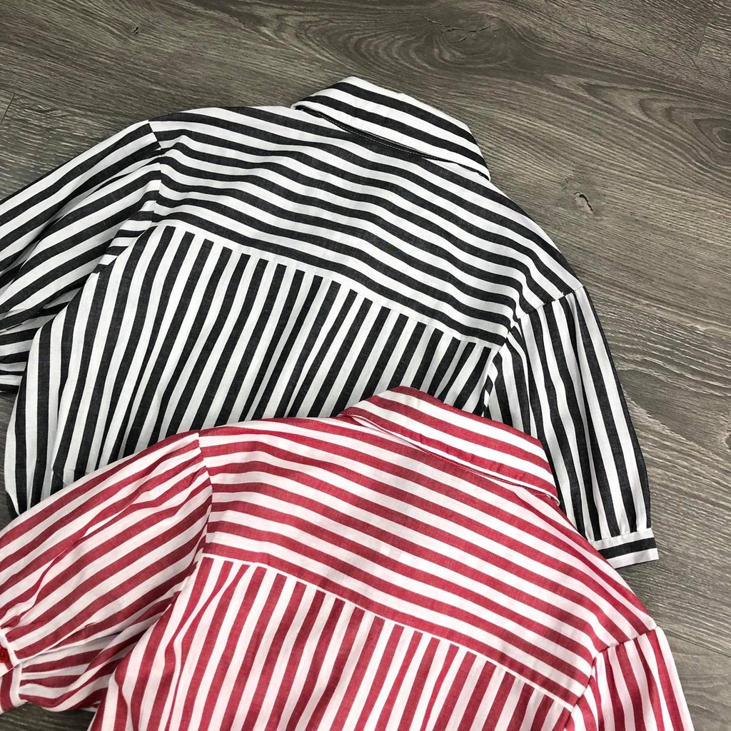 Áo sơ mi nữ MIXXO sọc lưng bo 2 màu KAMI