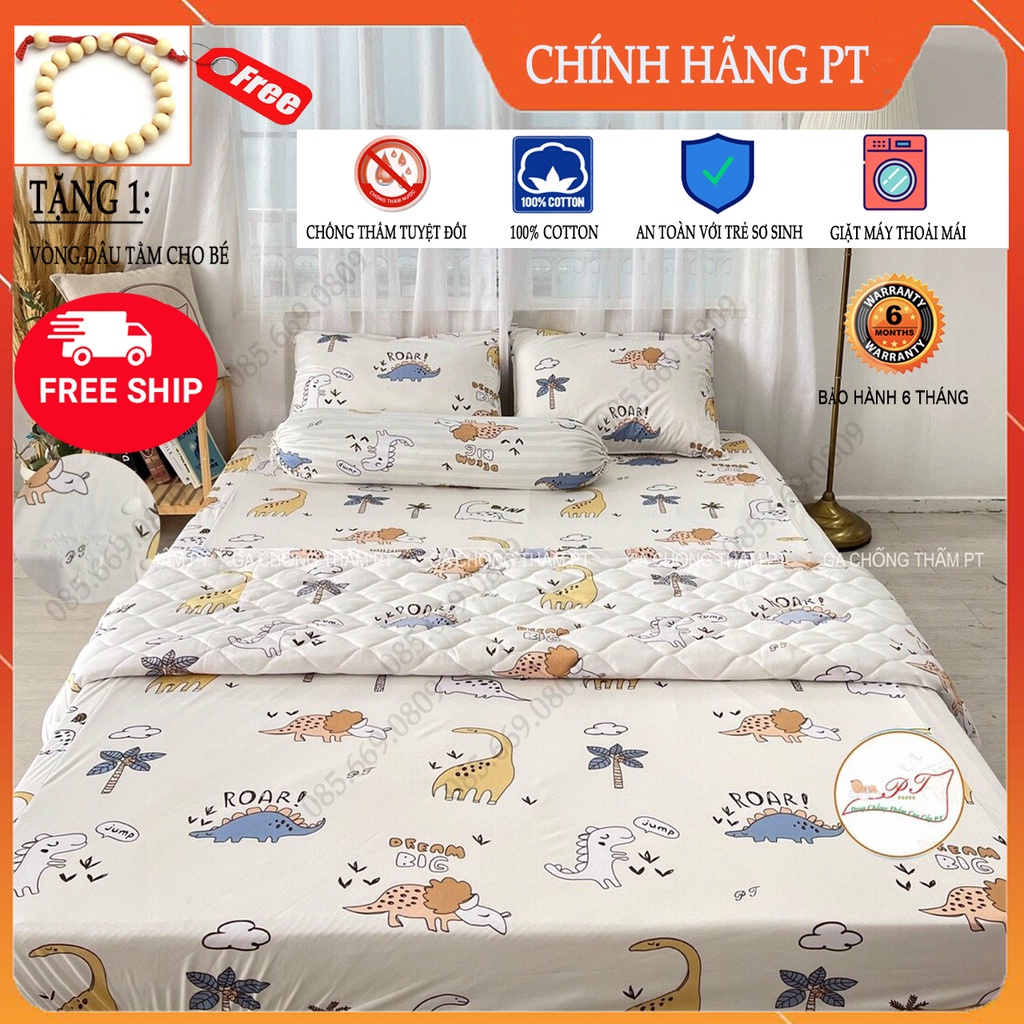 Ga chống thấm cotton cho bé, drap chống thấm nước cao cấp pt chính hãng bọc đệm bảo vệ nệm mềm mịn mát