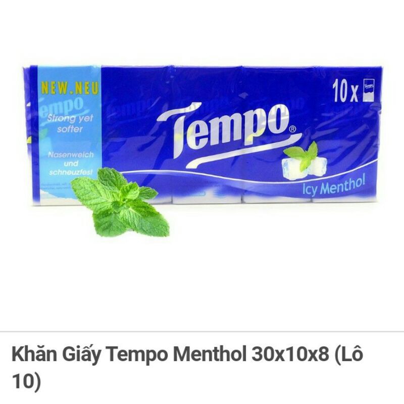 Khăn giấy Tempo Icy Menthol (Lốc 10 gói/ bịch)