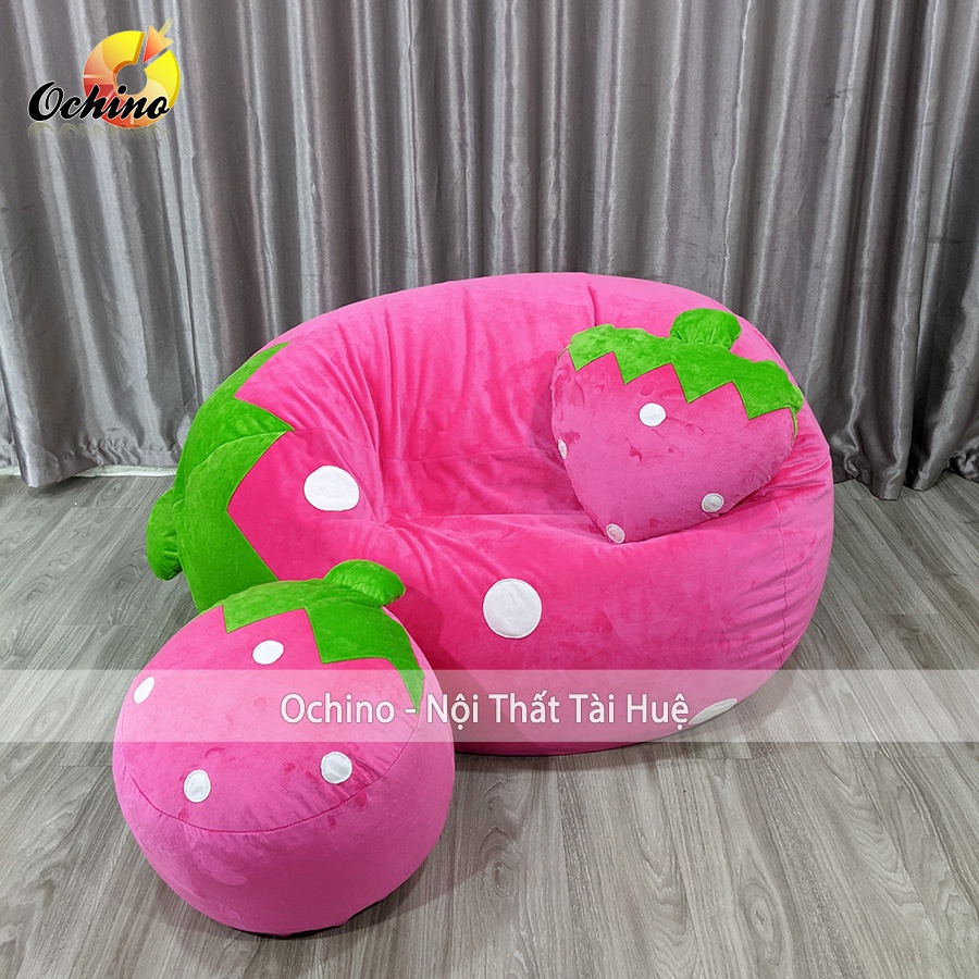 Ghế Hạt Xốp Thư Giãn Hình Dâu Tây, Hình Thú Xinh Xắn Size To 1M2-90 (Hàng Có Sẵn)