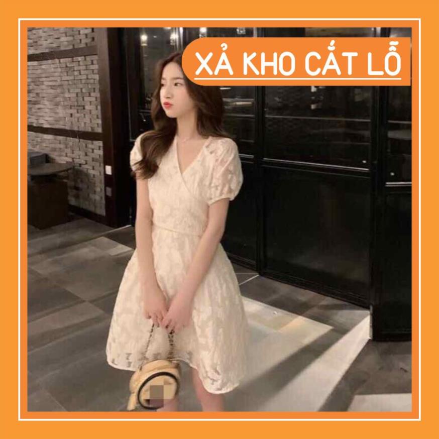 [Quần Áo Hot] Đầm dạo phố, đầm maxi trắng ren hoa hở lưng cột nơ sau dịu dàng Gil Dress