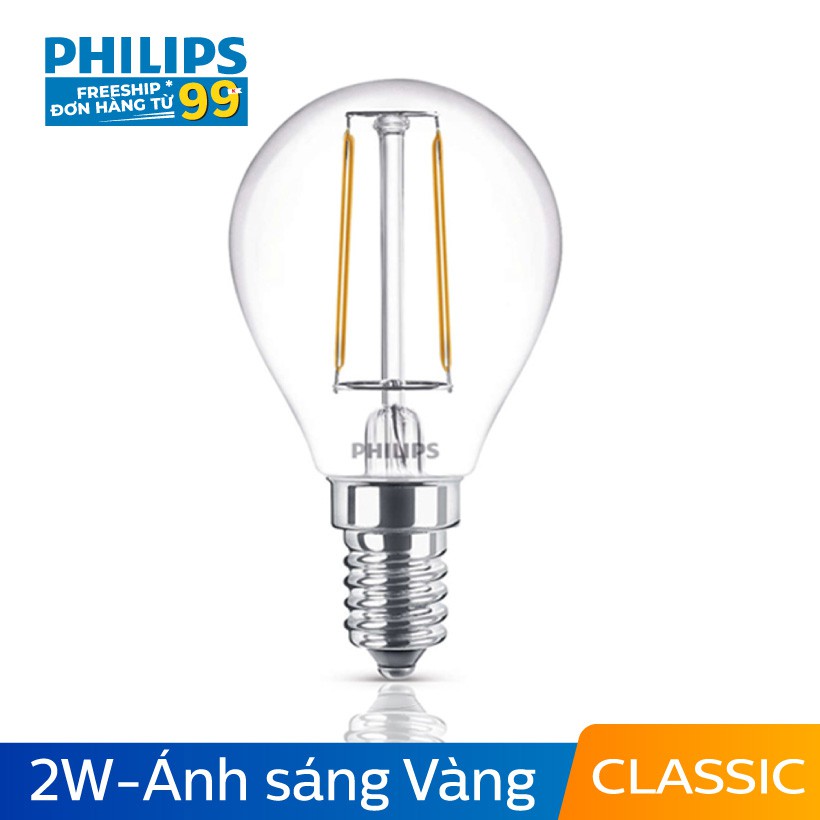 Bóng đèn Philips LED Classic 2W 2700K E14 P45 - Ánh sáng vàng