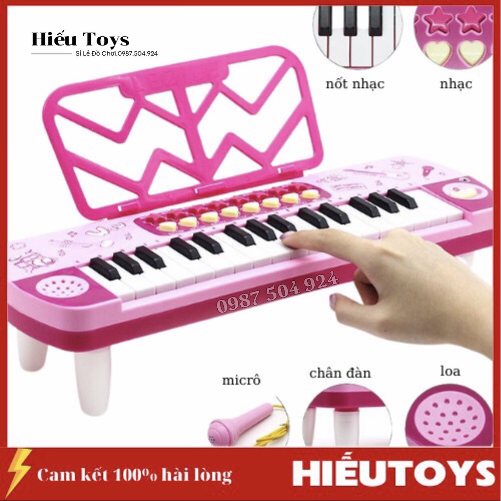 Đồ Chơi Đàn Piano Có Mic Hát Tặng Kèm Pin Kích Thước Dài  39cm  Cho Bé Tập Làm Ca Sĩ Nhí