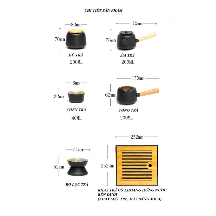 Bộ Ấm Trà Nhật Bản Temuki (KÈM KHAY VÀ HỘP SANG TRỌNG)