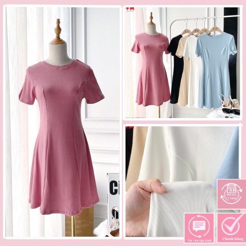 Váy Thun xoè cổ tròn chất thun tăm cực tôn dáng| Fmstyle DN 204200078