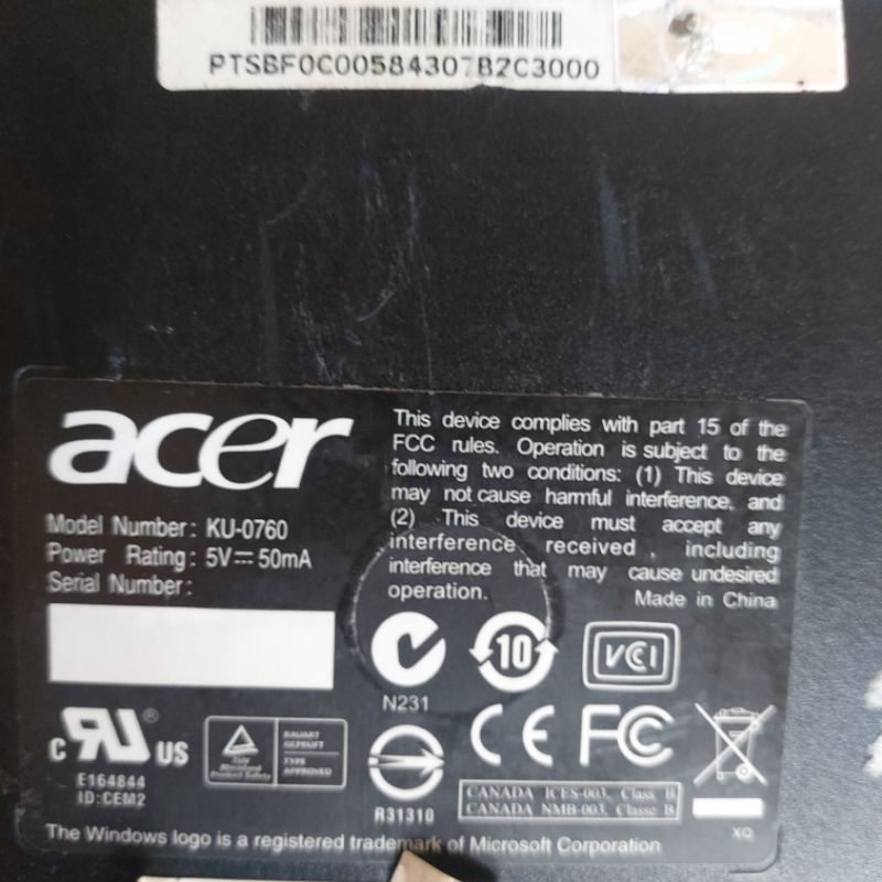 Bàn phím có dây Acer KU-0760 liệt một số phím như hình ai cần thì đặt nhanh nhé - keyboard acer ku-0760 chính hãng