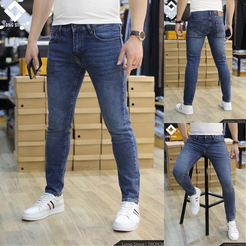 Quần jean nam trơn màu xanh nước biển ✅FREESHIP✅ Quần bò nam dáng ôm SLIMFIT skinny co giãn cao cấp - Tron36