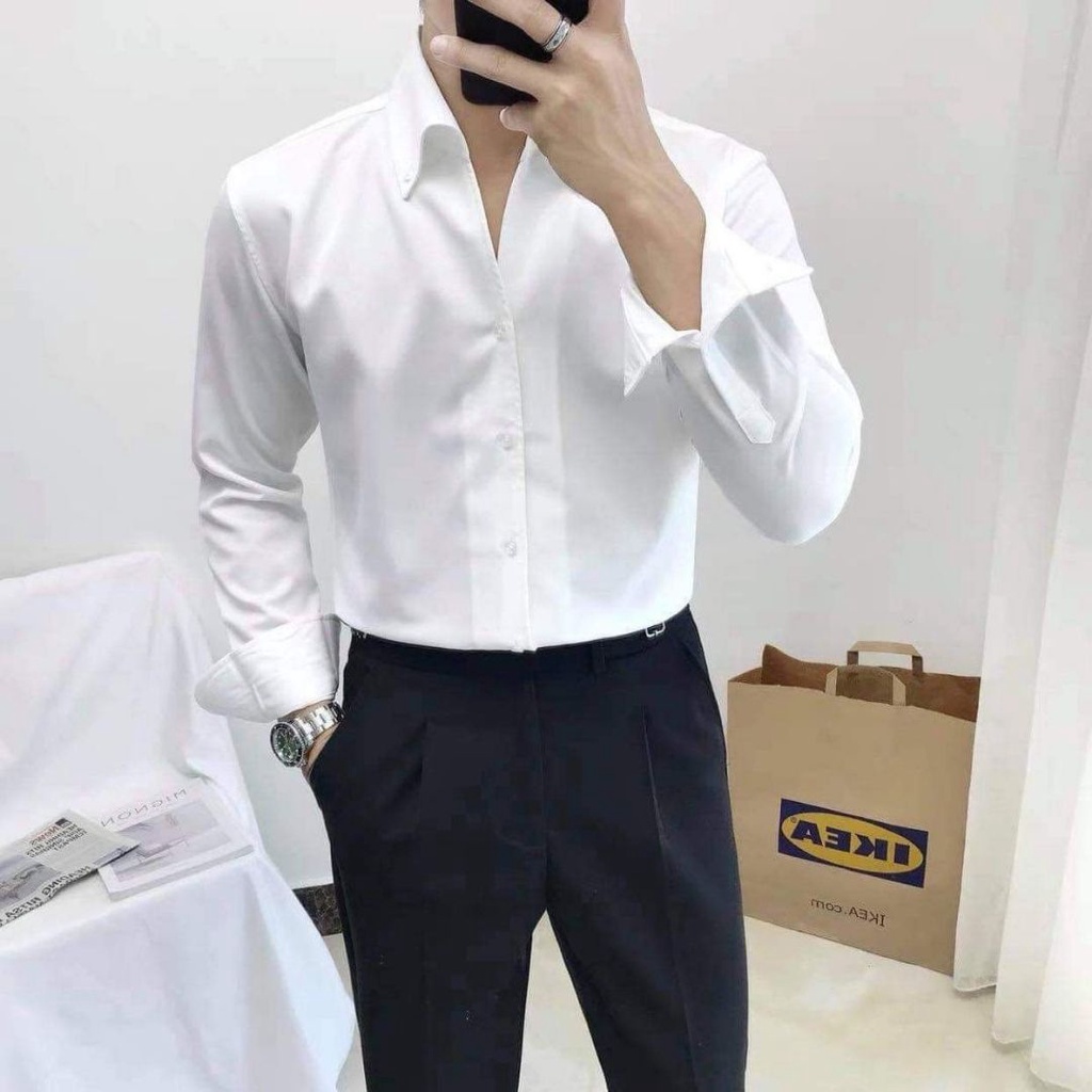 Áo Sơ Mi Nam Cổ Rộng Hàn Quốc ,Fom Slimfit Ôm Body,Phong Cách Hàn Quốc, Vải Lụa Cao Cấp