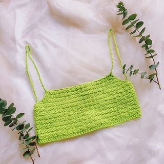 Croptop Trơn - Bralette Len - Bikini Len Móc - xanhlanhes