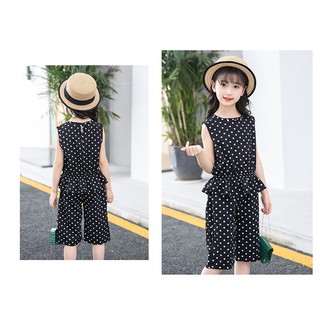 Bộ đồ set cho bé gái chấm bi voan (Xả Kho)
