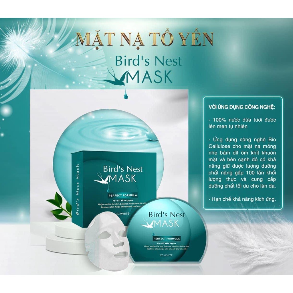 Bird's Nest Mask CC White - Mặt nạ tổ yến CC White